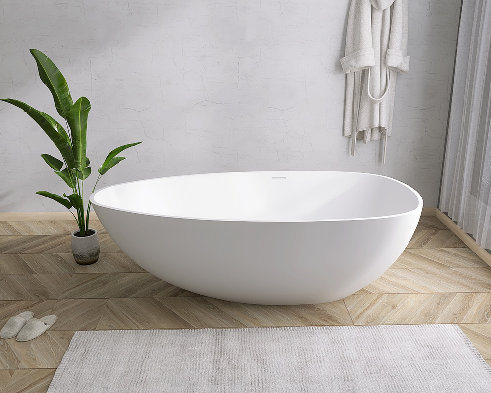 Solid surfaced freestanding bathtub